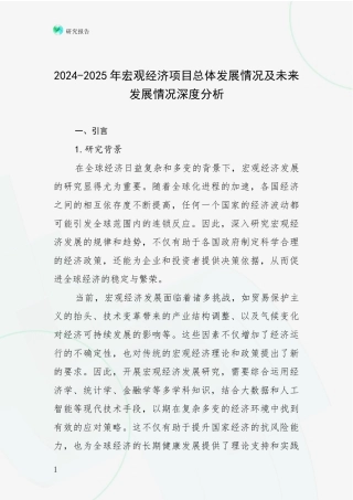 2024-2025年宏观经济项目总体发展情况及未来发展情况深度分析