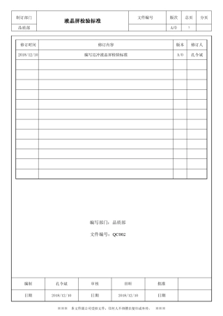 液晶屏类检验标准