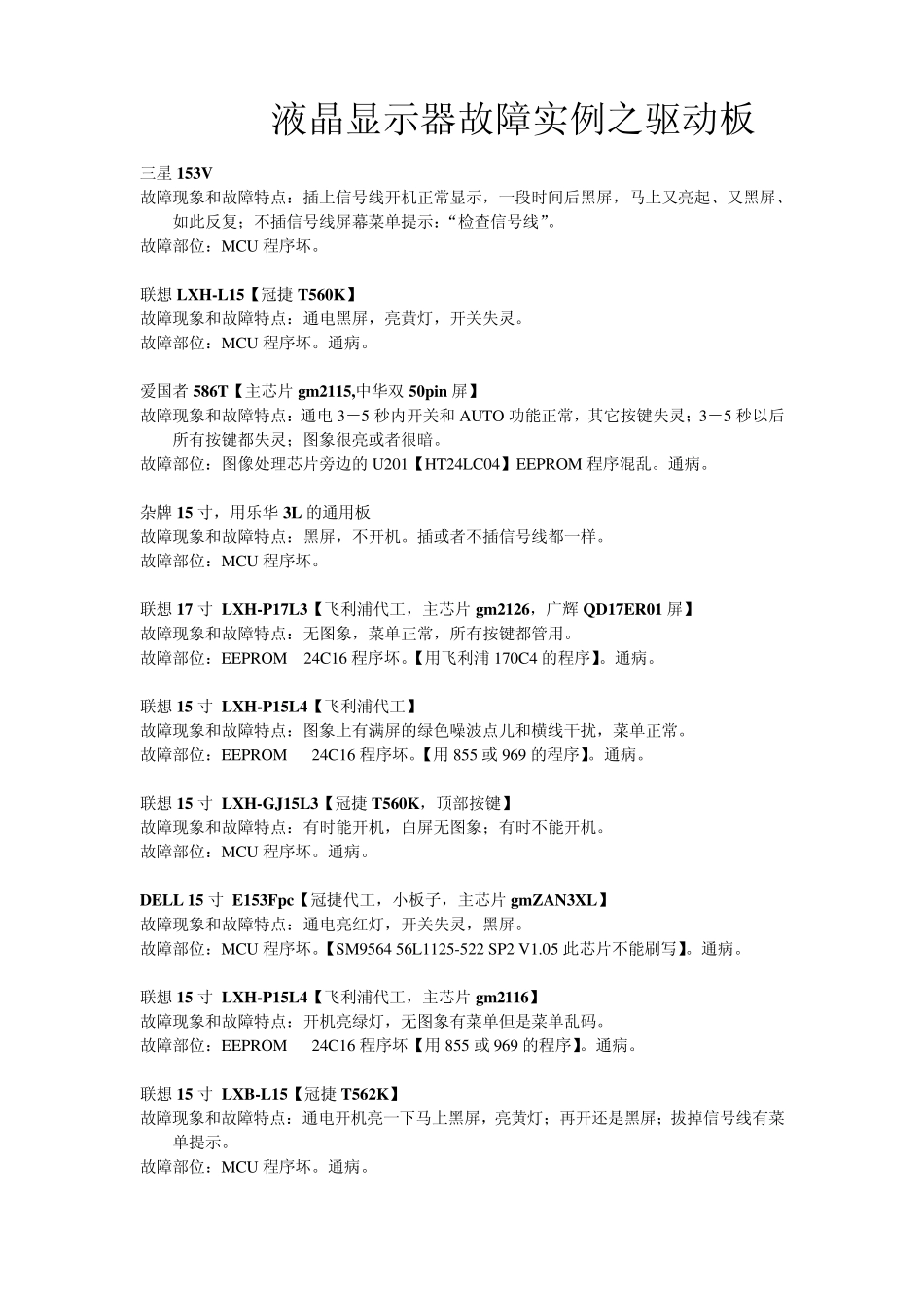 液晶显示器故障实例之驱动板_第1页