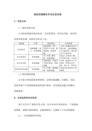 液氨泄漏事故专项应急预案