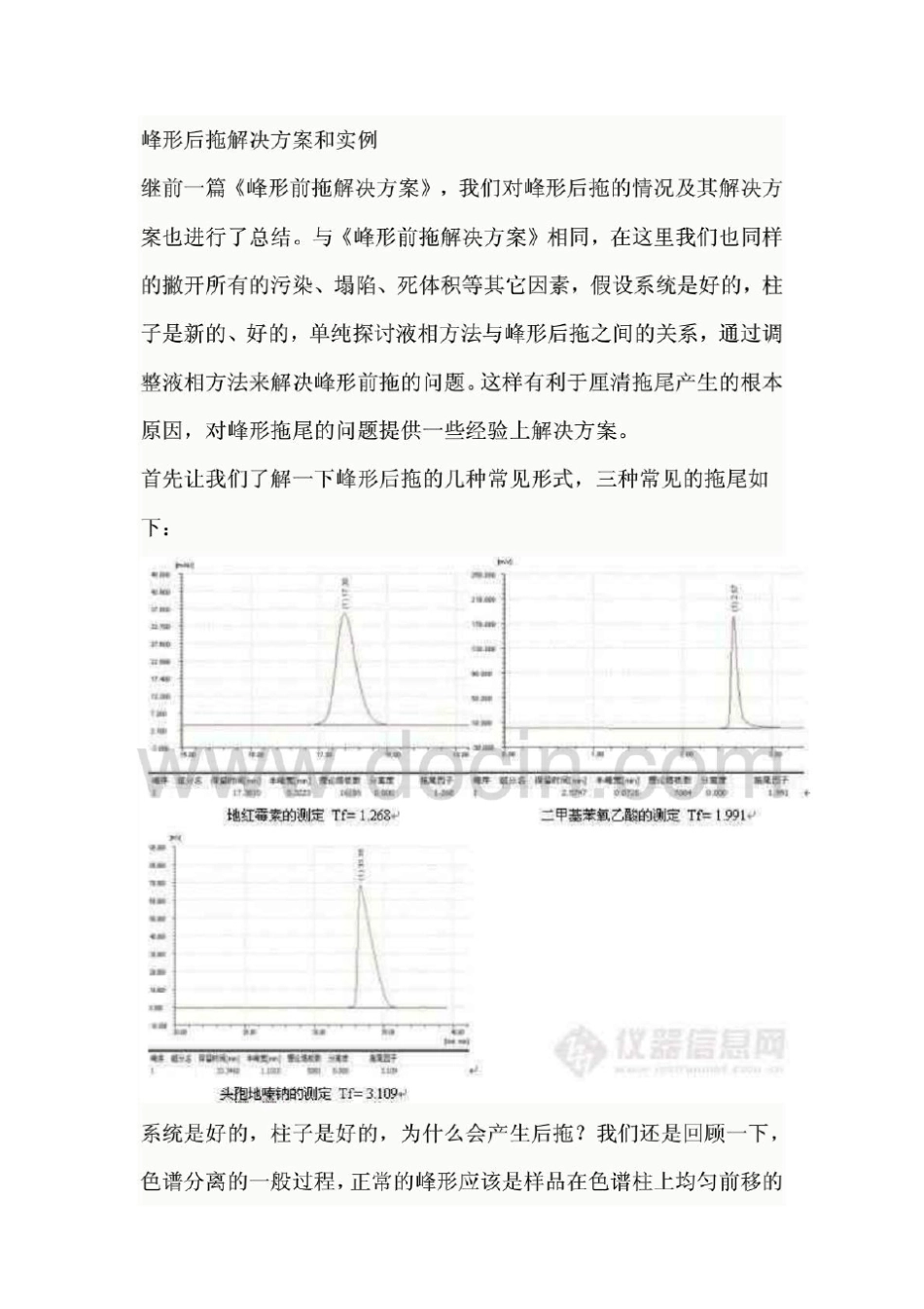 液相色谱峰形拖尾解决方案_第1页