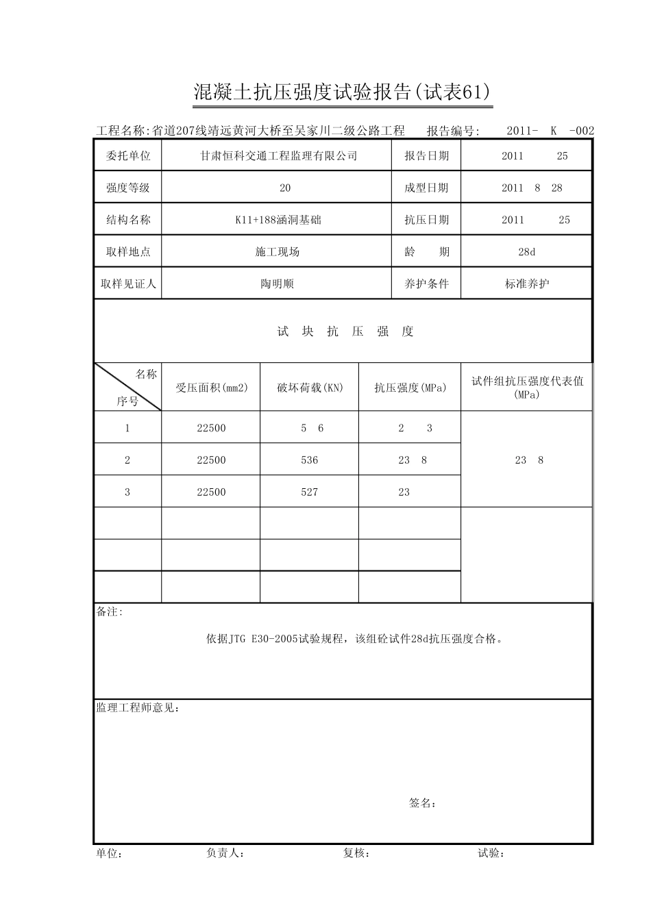 涵洞工程混凝土抗压强度试验报告(计算程序)_第2页