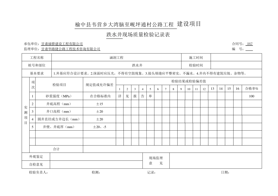 涵洞工程跌水井资料表格_第3页