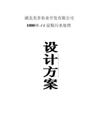淀粉污水处理设计方案