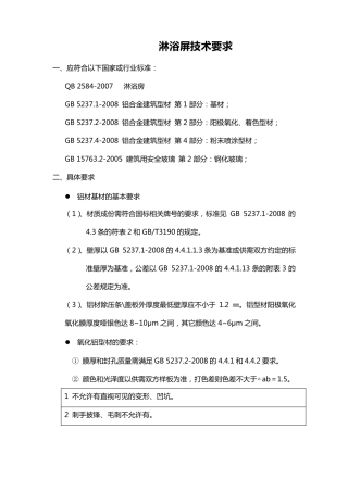 淋浴屏技术标准