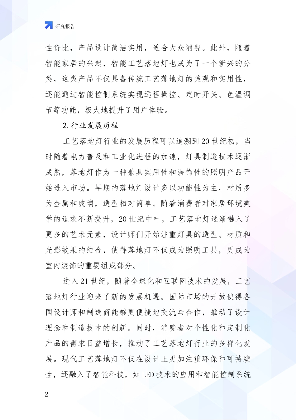 2024-2025年工艺落地灯项目总体发展情况深度研究报告_第2页