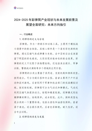 2024-2025年彩弹筒产业现状与未来发展前景及展望全面研究：未来方向指引
