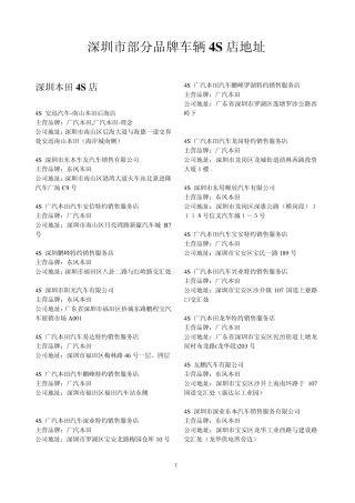 深圳4S店分布