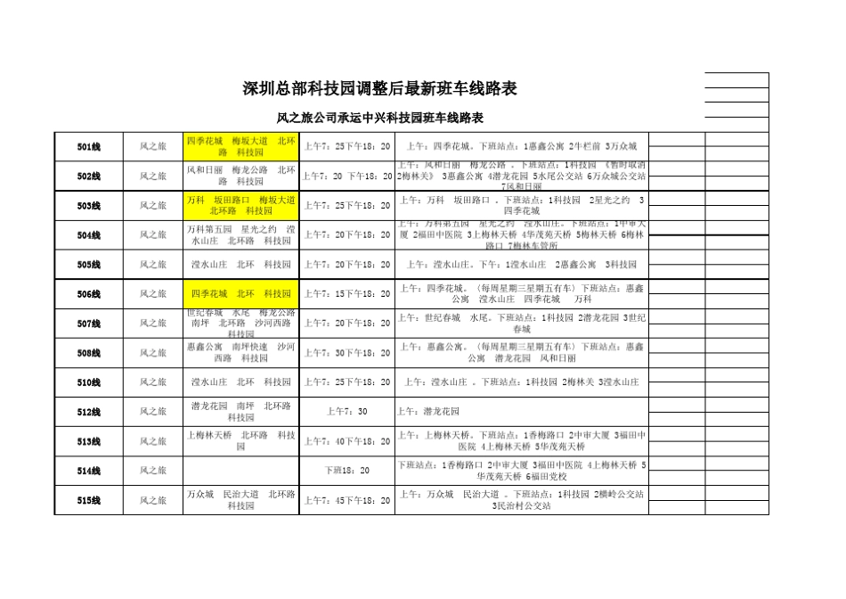 深圳中兴班车信息_第1页