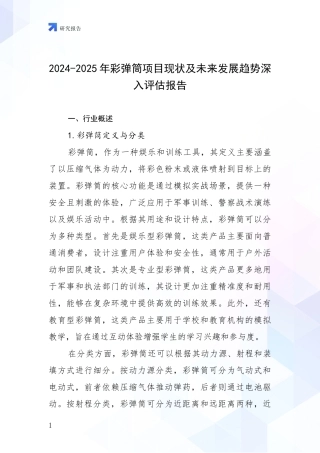 2024-2025年彩弹筒项目现状及未来发展趋势深入评估报告