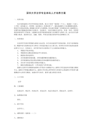 深圳大学法学专业本科人才培养方案