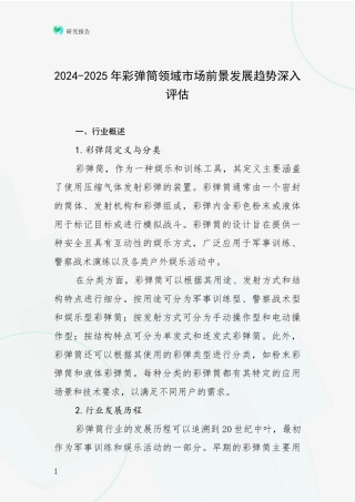 2024-2025年彩弹筒领域市场前景发展趋势深入评估