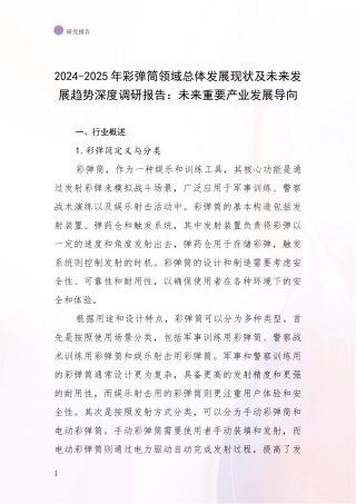 2024-2025年彩弹筒领域总体发展现状及未来发展趋势深度调研报告：未来重要产业发展导向