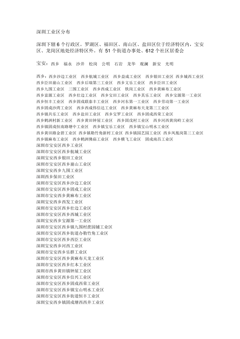 深圳工业区分布_第1页