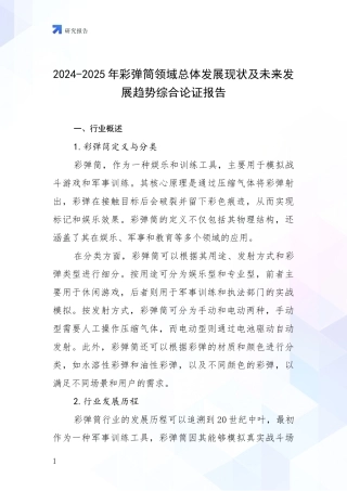 2024-2025年彩弹筒领域总体发展现状及未来发展趋势综合论证报告