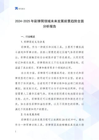2024-2025年彩弹筒领域未来发展前景趋势全面分析报告