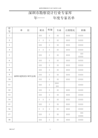 深圳市勘察设计行业专家库