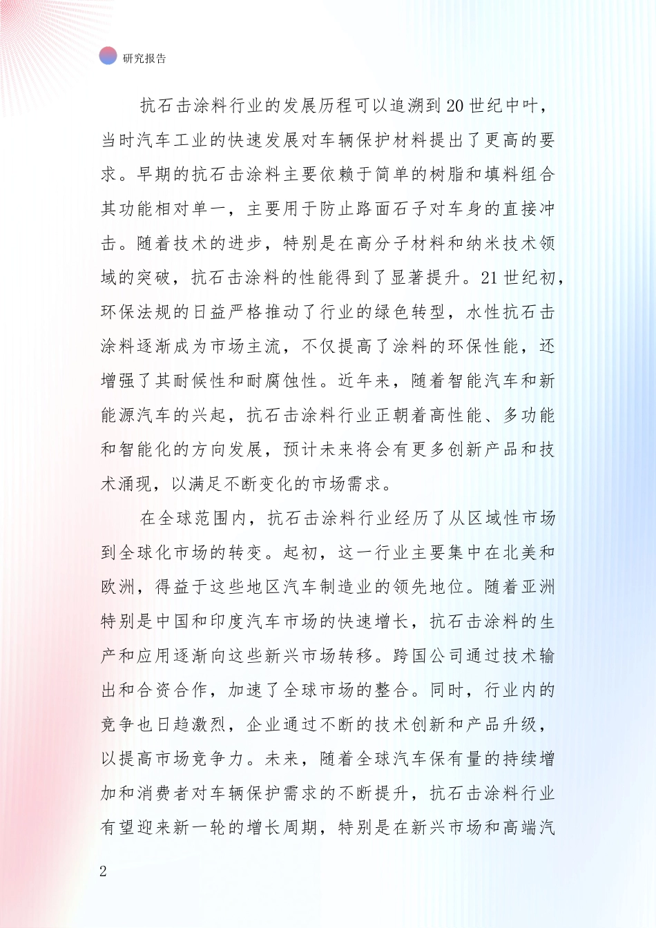 2024-2025年抗石击涂料产业总体发展情况及未来趋势预测综合论证_第2页