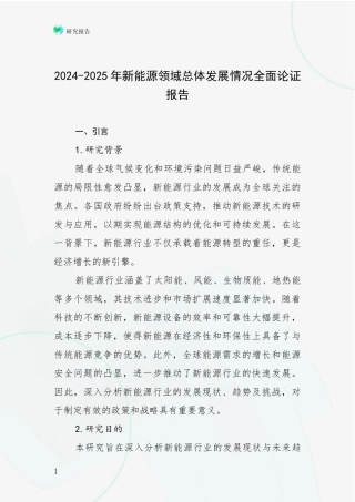 2024-2025年新能源领域总体发展情况全面论证报告