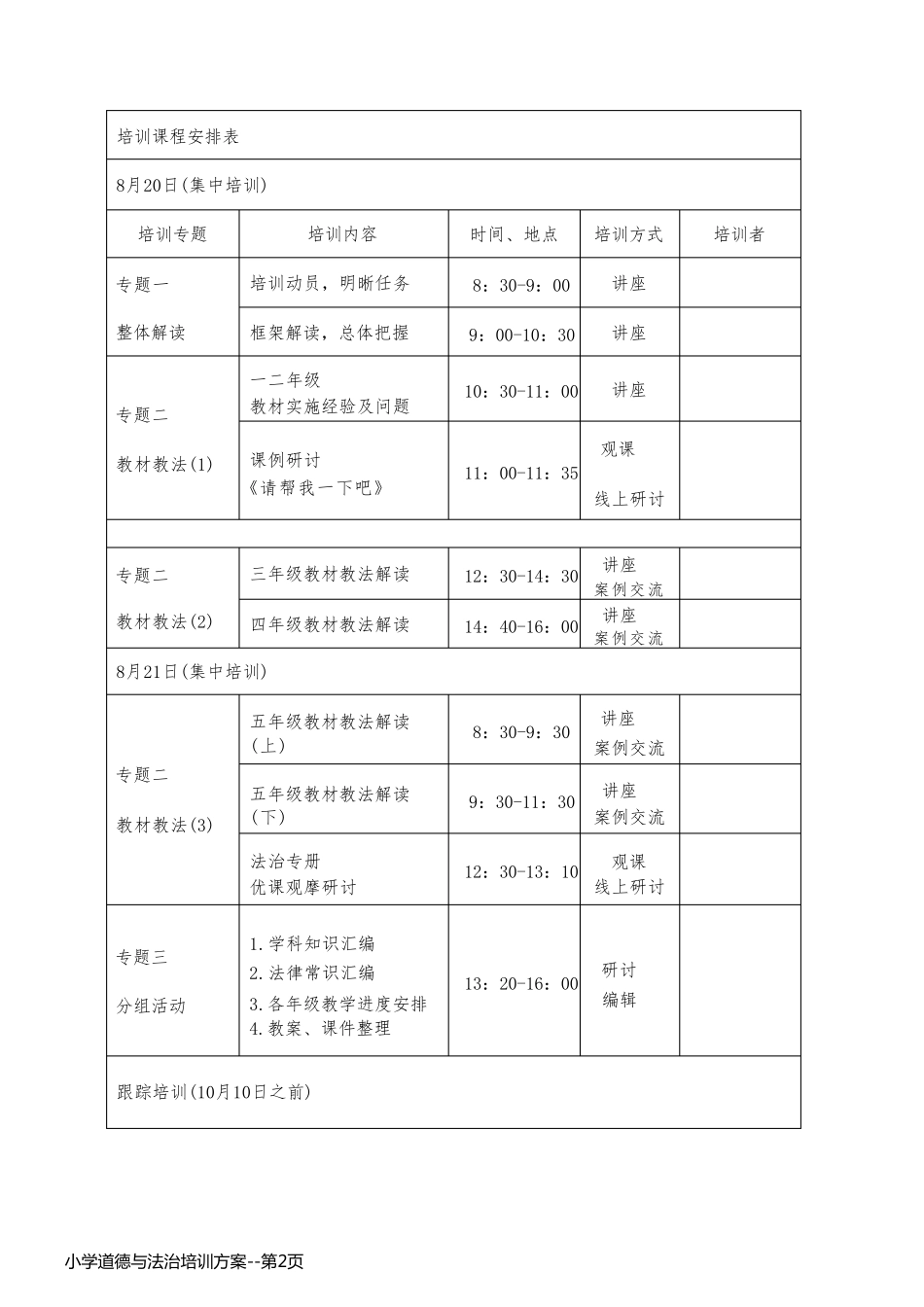 小学道德与法治培训方案_第2页