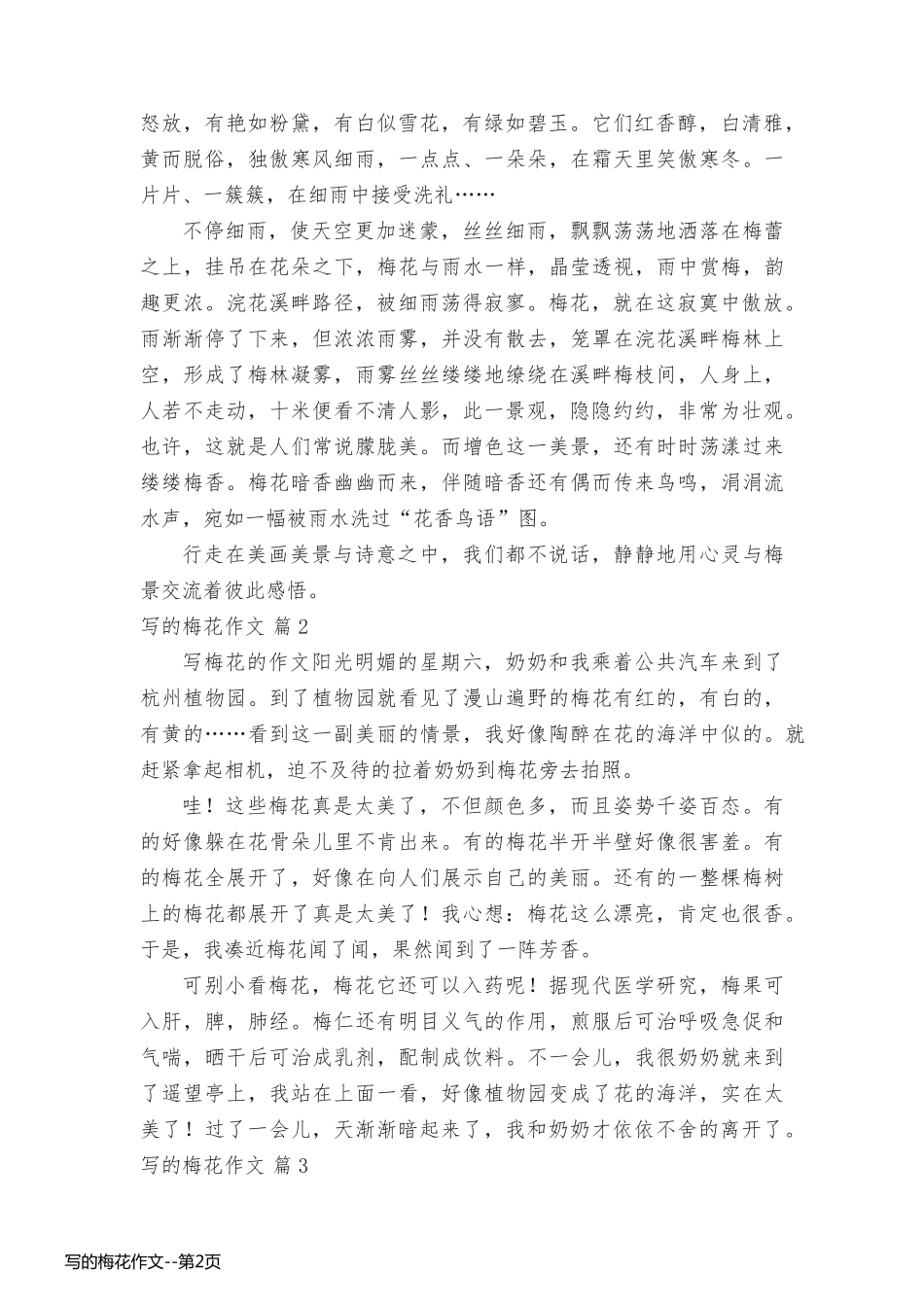 写的梅花作文_第2页