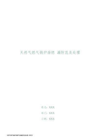 天然气燃气锅炉房燃气泄漏防范及处理