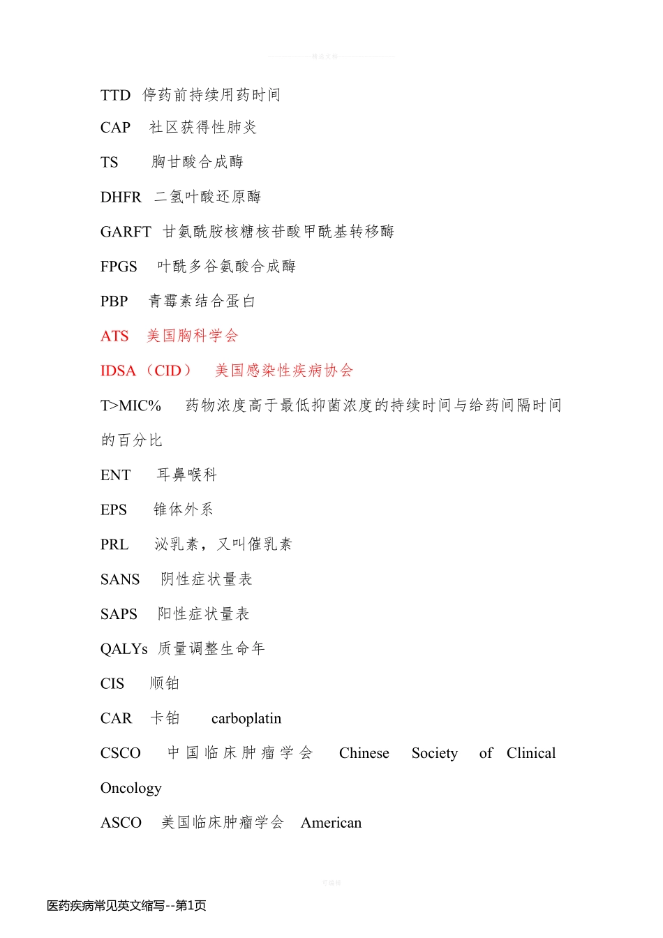 医药疾病常见英文缩写_第1页