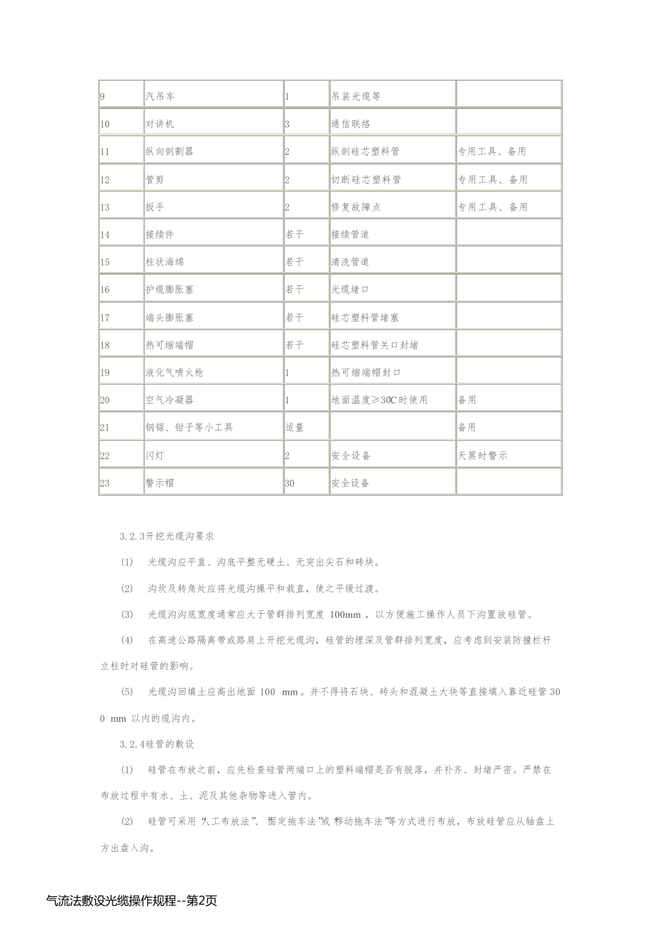 气流法敷设光缆操作规程_第2页