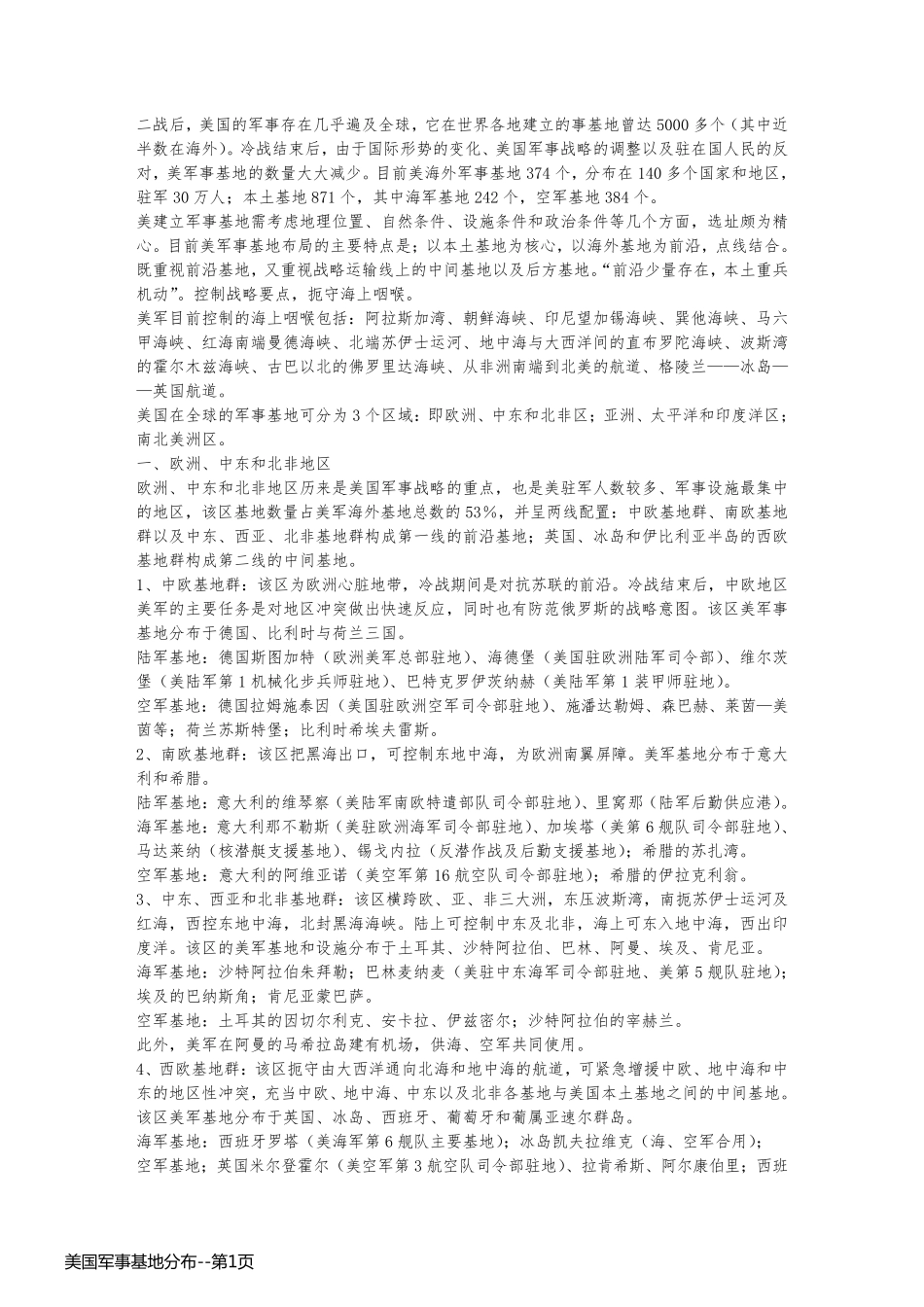 美国军事基地分布_第1页