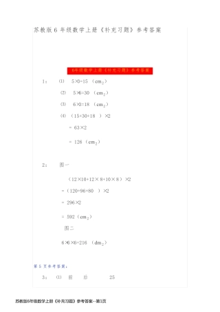 苏教版6年级数学上册《补充习题》参考答案