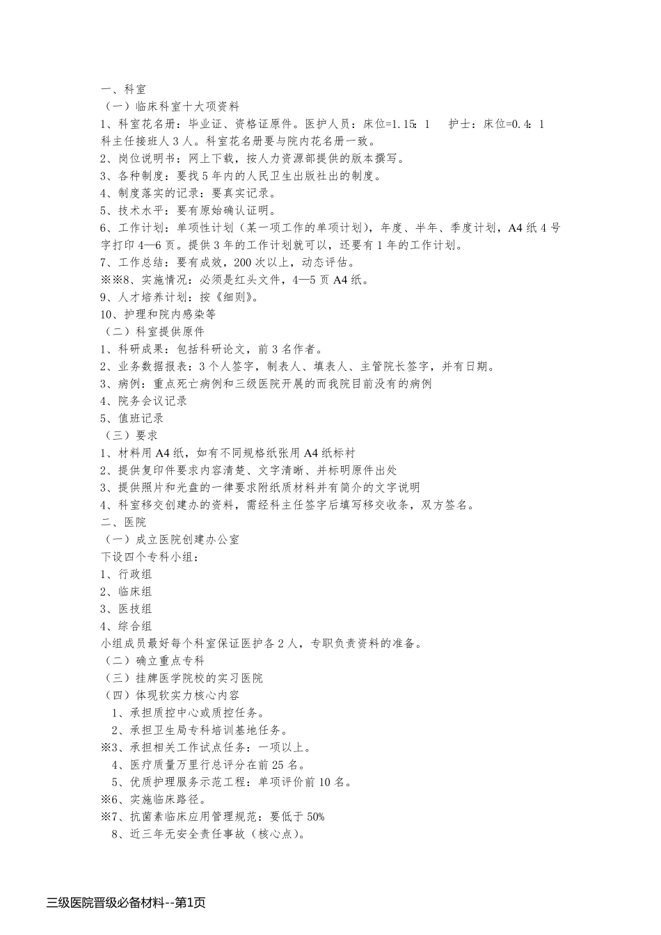 三级医院晋级必备材料_第1页