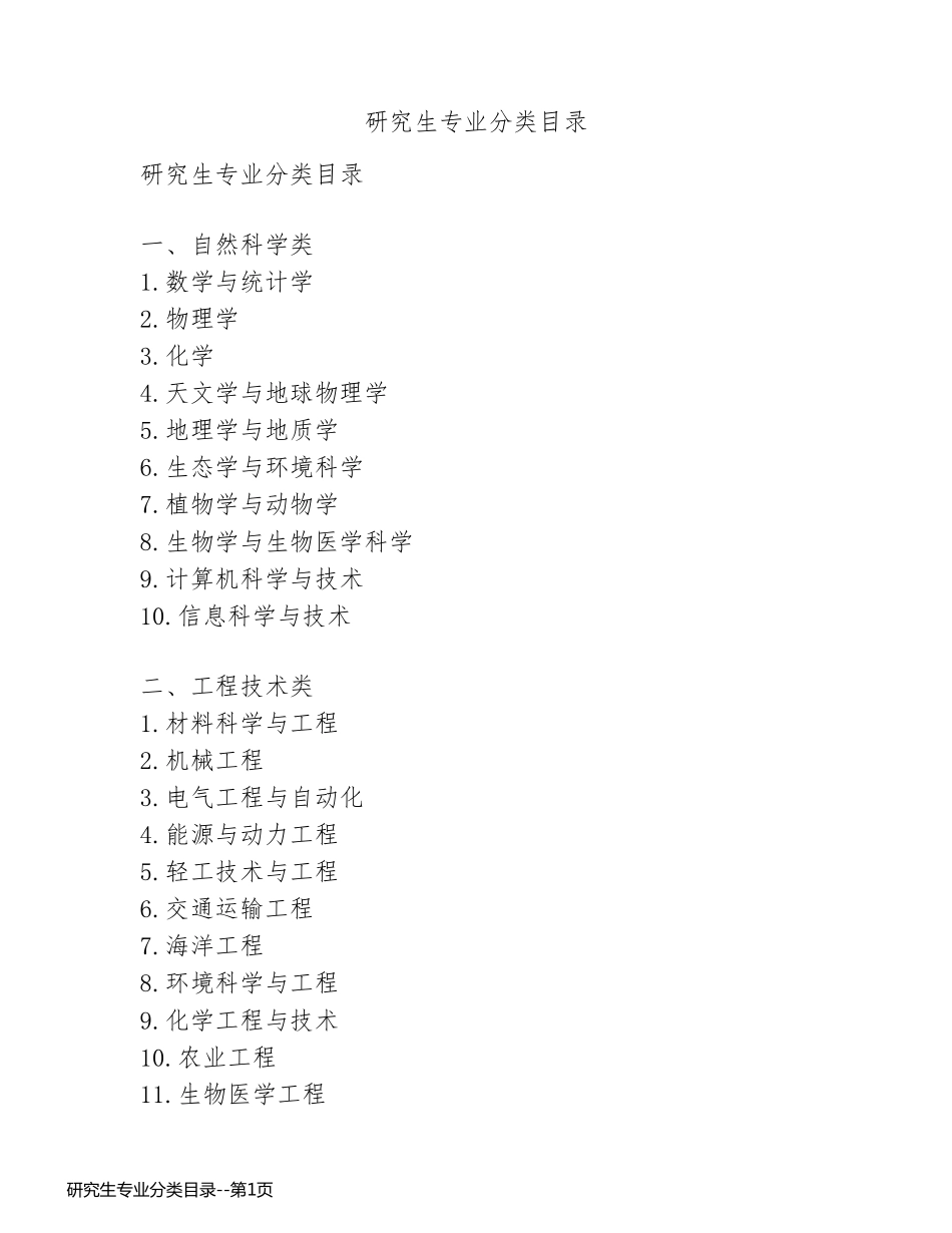 研究生专业分类目录_第1页