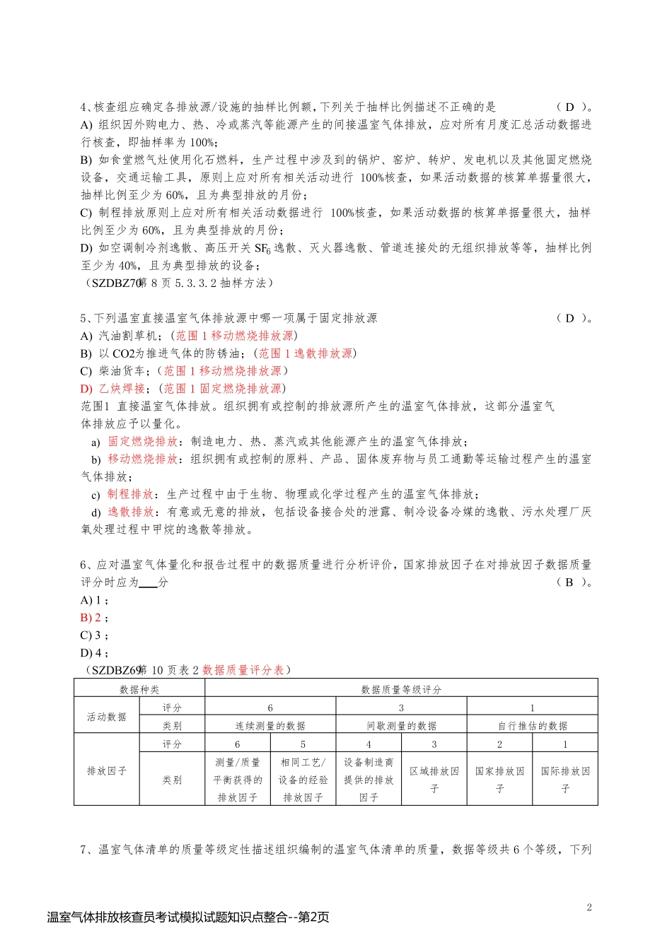 温室气体排放核查员考试模拟试题知识点整合_第2页