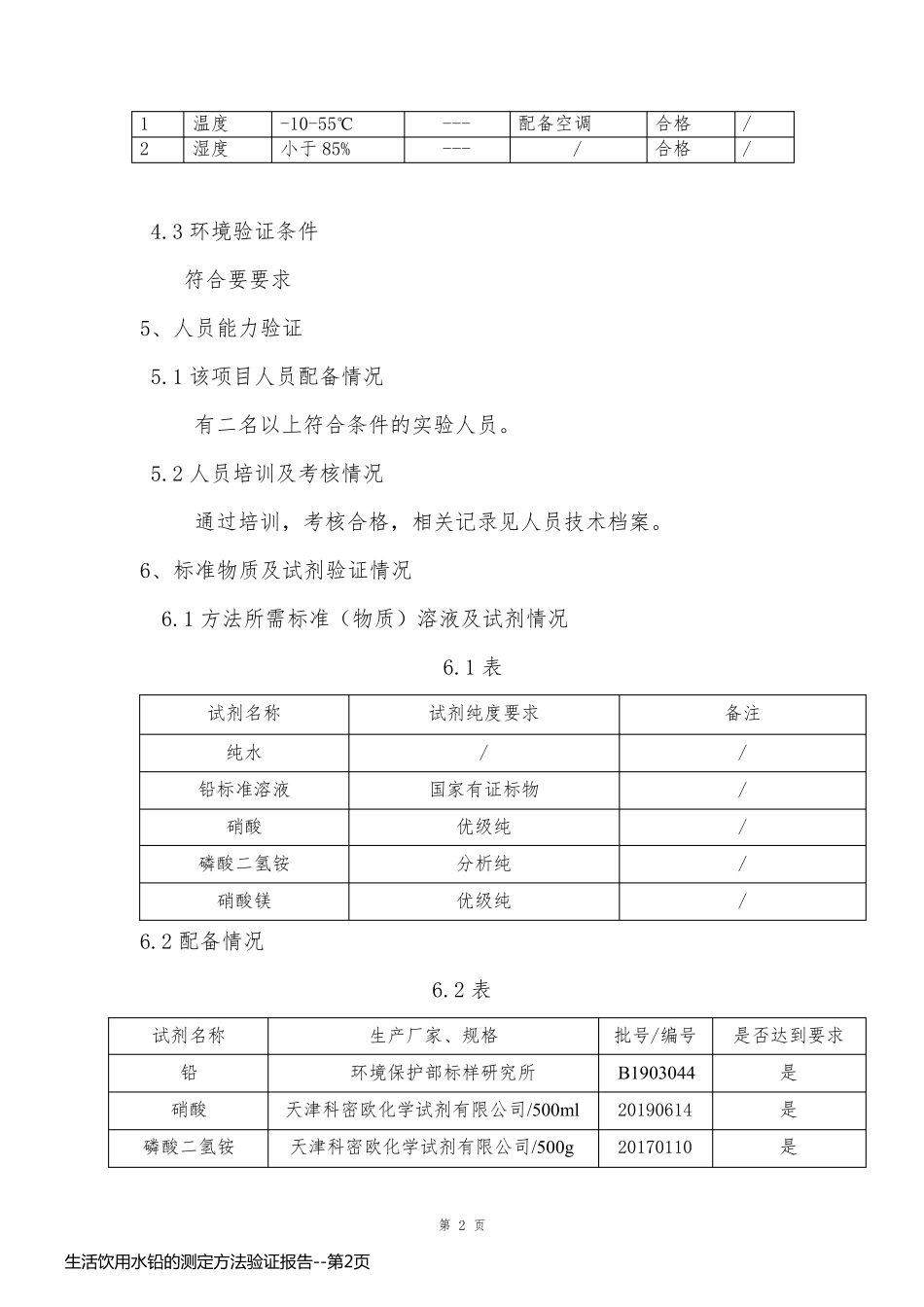 生活饮用水铅的测定方法验证报告_第2页