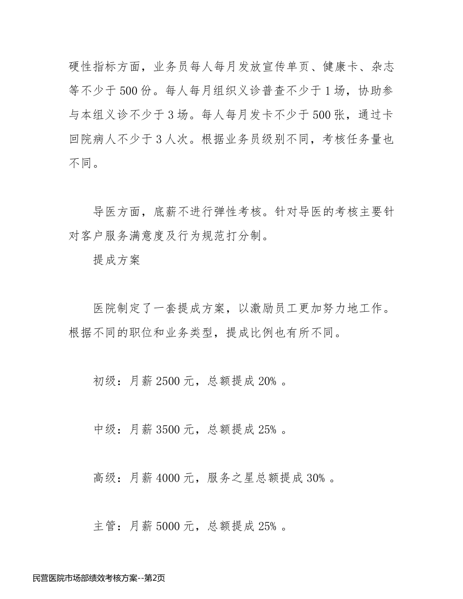 民营医院市场部绩效考核方案_第2页