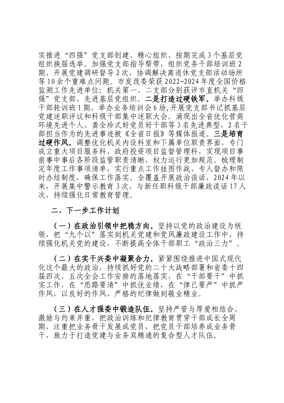 市发改委党组书记2024年度抓基层党建工作述职报告_第3页