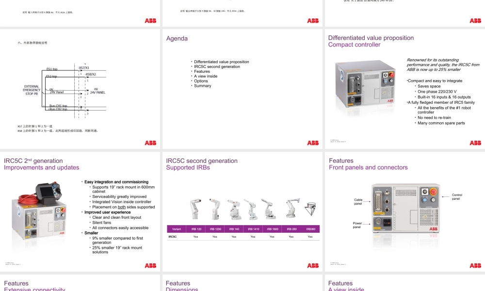 ABB机器人紧凑柜IRC5C外观航插接口及接线