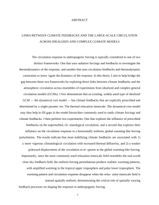 Links Between Climate Feedbacks and the Large-Scale Circulation Across Idealized an 原版完整文件