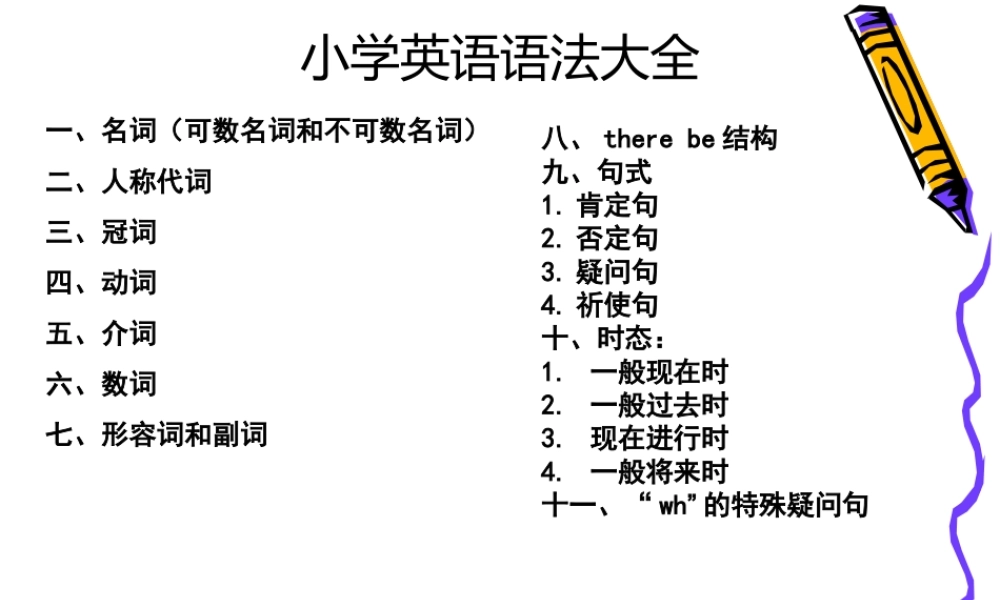 小学英语语法汇总教学PPT