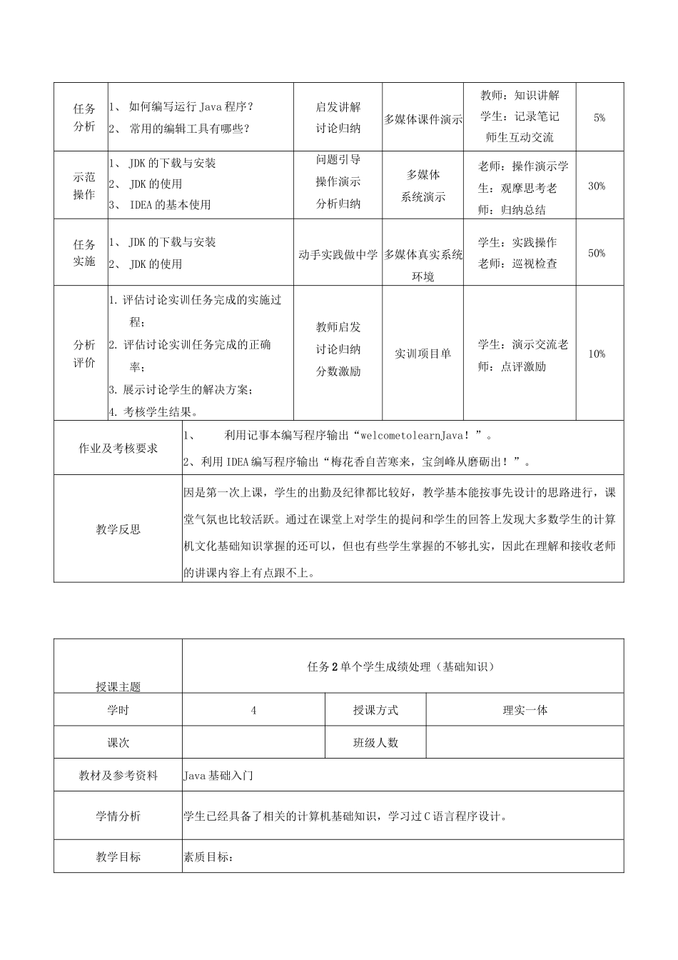 Java程序设计项目化教程教案_第2页