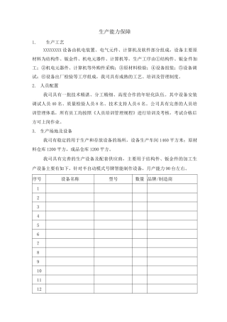 投标资料——生产能力保障