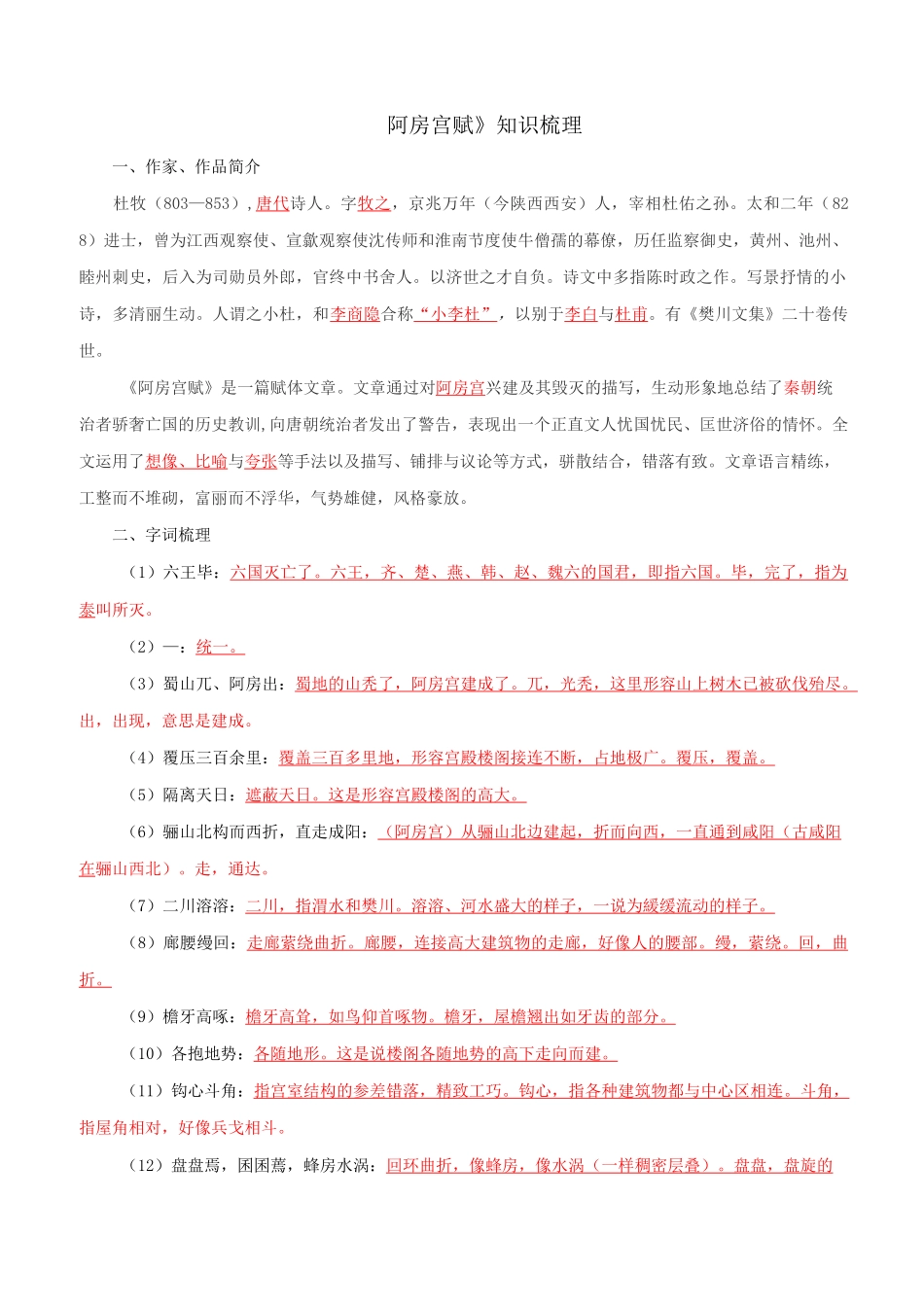 《 阿房宫赋》知识梳理_第1页