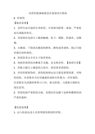 实质性脏器破裂急诊鉴别诊疗指南