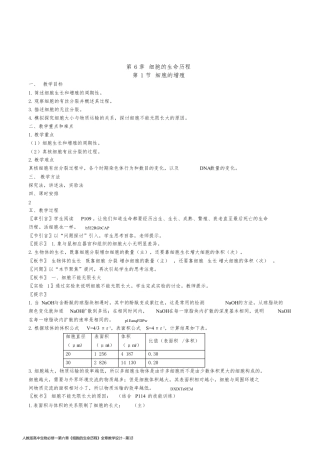 人教版高中生物必修一第六章《细胞的生命历程》全章教学设计