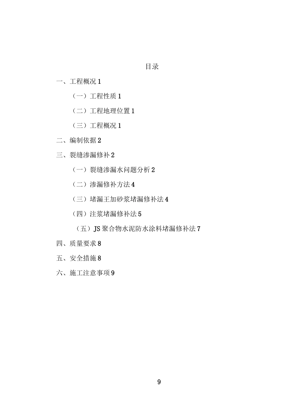 渗漏修补专项施工方案_第1页