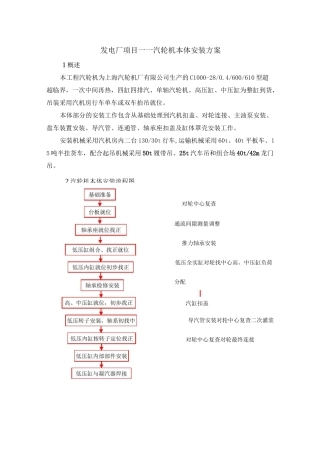 发电厂项目——汽轮机本体安装方案