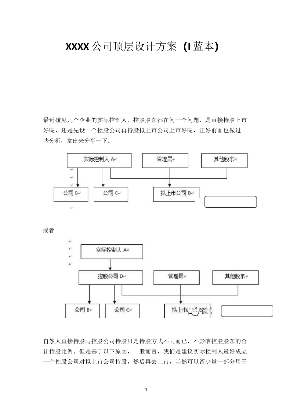 XXXX公司顶层设计方案(l蓝本)_第1页