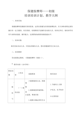 保健按摩师初级