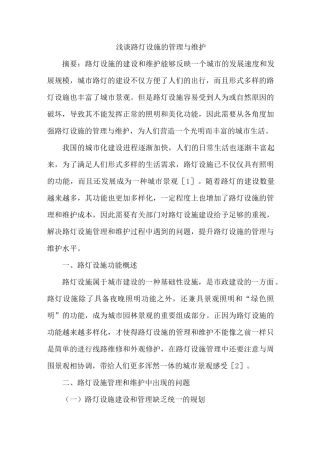 路灯设施管理与维护