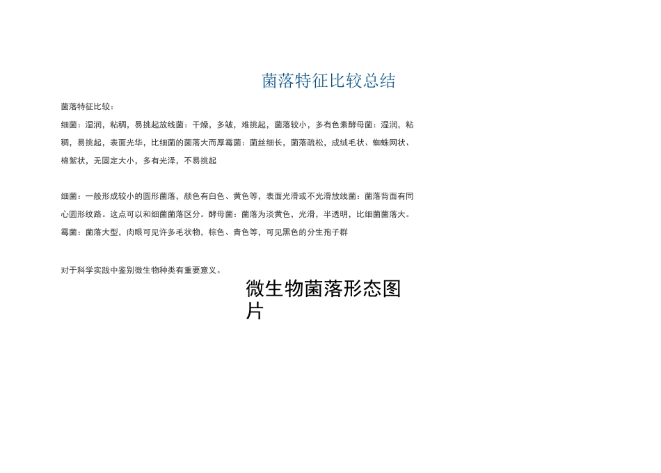 微生物菌落特征形态总结大全_第1页